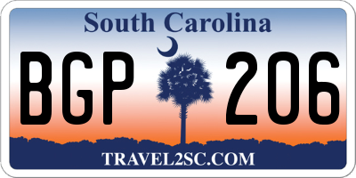 SC license plate BGP206