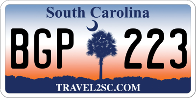 SC license plate BGP223