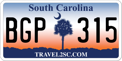 SC license plate BGP315