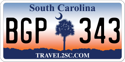 SC license plate BGP343