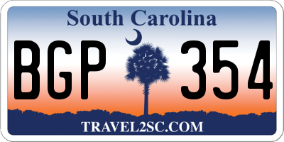 SC license plate BGP354