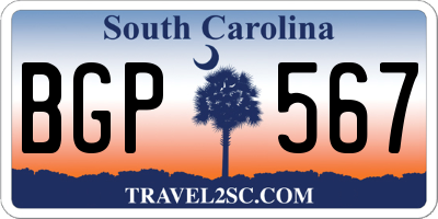 SC license plate BGP567