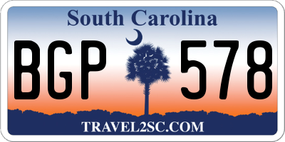 SC license plate BGP578