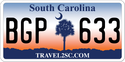 SC license plate BGP633