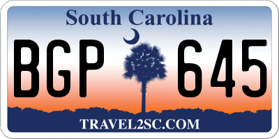 SC license plate BGP645