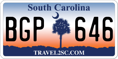 SC license plate BGP646