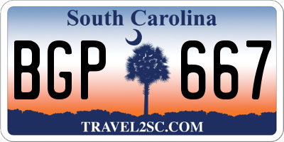 SC license plate BGP667