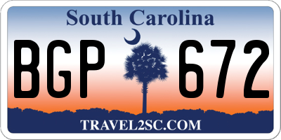 SC license plate BGP672