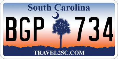 SC license plate BGP734