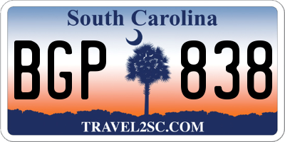 SC license plate BGP838