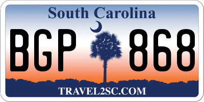 SC license plate BGP868