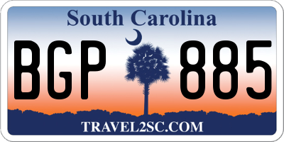 SC license plate BGP885