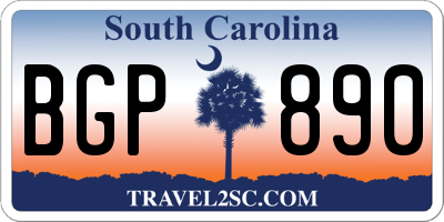 SC license plate BGP890