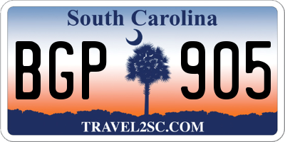 SC license plate BGP905