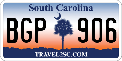 SC license plate BGP906