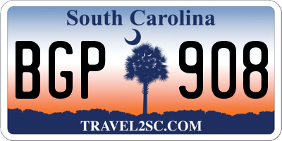 SC license plate BGP908