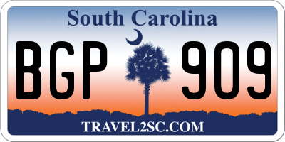 SC license plate BGP909