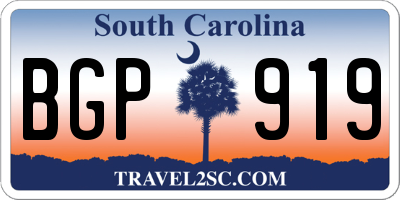 SC license plate BGP919