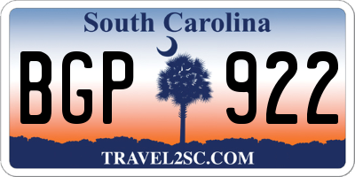 SC license plate BGP922