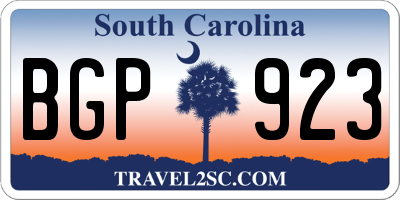 SC license plate BGP923