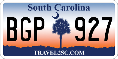 SC license plate BGP927