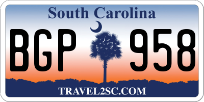SC license plate BGP958