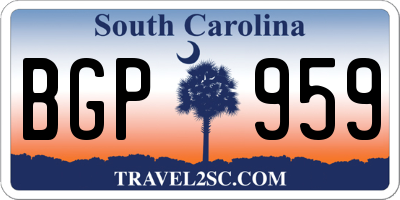 SC license plate BGP959