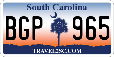 SC license plate BGP965