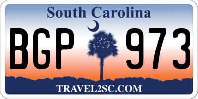 SC license plate BGP973