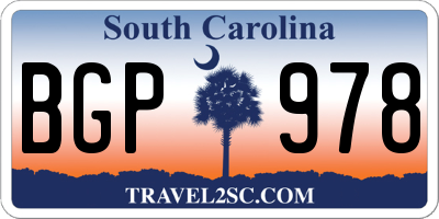 SC license plate BGP978