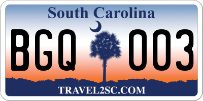 SC license plate BGQ003
