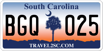 SC license plate BGQ025