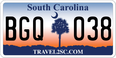 SC license plate BGQ038