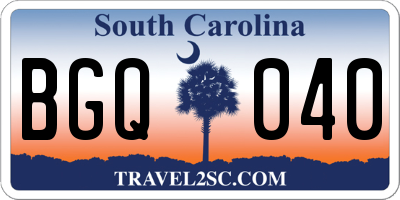 SC license plate BGQ040