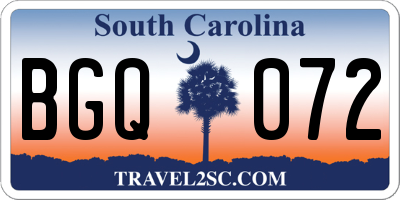 SC license plate BGQ072