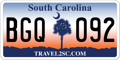 SC license plate BGQ092