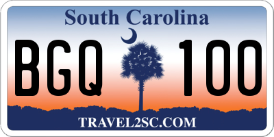 SC license plate BGQ100
