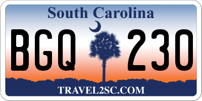 SC license plate BGQ230