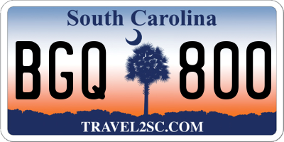 SC license plate BGQ800