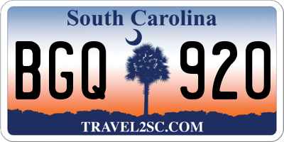 SC license plate BGQ920