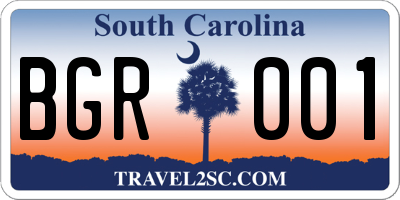SC license plate BGR001