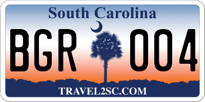 SC license plate BGR004