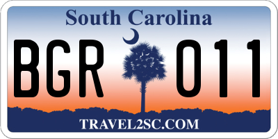 SC license plate BGR011