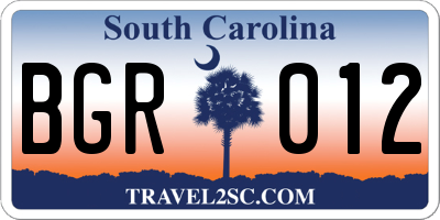 SC license plate BGR012