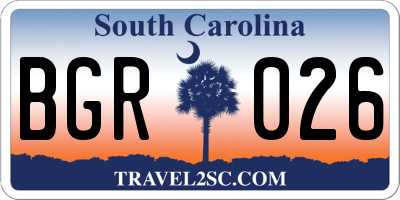 SC license plate BGR026