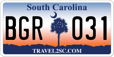 SC license plate BGR031