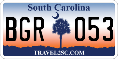SC license plate BGR053