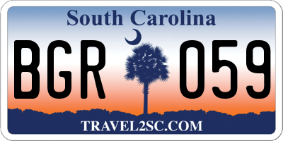 SC license plate BGR059