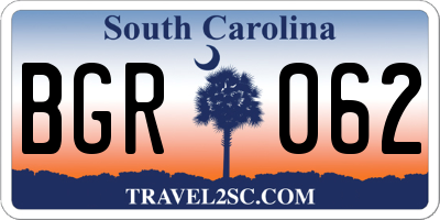 SC license plate BGR062