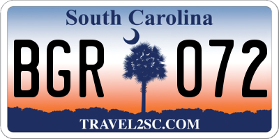 SC license plate BGR072